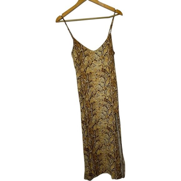 Reformation Crimini Boa Snakeskin Print Yellow Midi Dres Size 2 Spice Girls Y2K - Picture 1 of 11